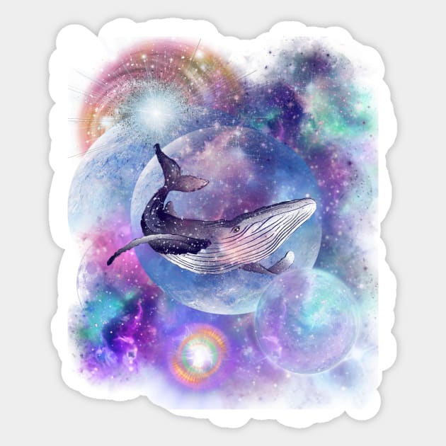 space blue whale 6 Sticker by medo art 1